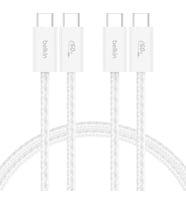 2'li Örgülü USB-C - USB-C Kablo, 1,5 m, 60 W, Yumuşak, Esnek ve Hızlı Şarj Kablosu, iPhone 17 ve 16 Serisi, Galaxy S25, Pixel 10, iPad Pro ve Daha Fazlasıyla Uyumlu, Beyaz