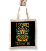 Cute & Funny I Sphinx Therefore I Am Pun Egyptian Bez Çanta Uzun Saplı