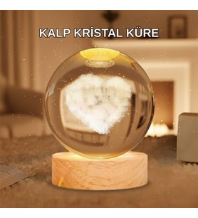Ahşap Standlı Motifli Işıklı Cam Küre Hediye Seçeneği - Lisinya