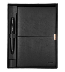 Kişiye Özel Scrikss Toledo Premium Defter A5 Siyah & 88 Mat Siyah Tükenmez Kalem Seti