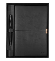 Kişiye Özel Scrikss Toledo Premium Defter A5 Siyah & 88 Mat Siyah Tükenmez Kalem Seti