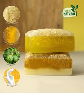 2'Li Doğal El Yapımı Kabak Lifli Eşek Sütlü-Ballı İle Bergamot Sabun