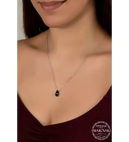 Swarovski Crystal Kadın Black Drop Gümüş Kolye