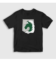 Presmono Unisex Çocuk Siyah Military Anime Attack On Titan T-Shirt 124551tt