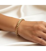 Örgü Hasır Model Gold Çelik Kelepçe Bileklik