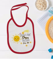 BK Kids Kişiye Özel Sıkıntı Yok Dayım Halleder Tasarımlı Kırmızı Bebek Mama Önlüğü-1