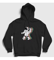 Presmono Unisex Siyah Boombox Uzay Müzik Astronot Kapüşonlu Sweatshirt 496083tt