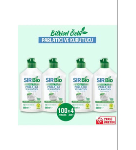 Sır Bio Bitkisel Özlü Bulaşık Makinesi Parlatıcı & Kurutucu 4 x 500 ML
