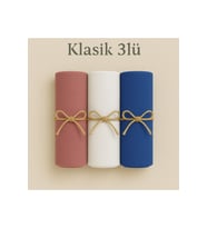 Penye Pamuksu Şal Klasik 3 lü Set (Gül Kurusu)