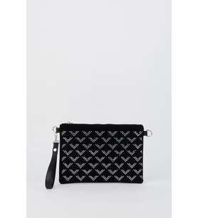 Kadın Sıralı V Gümüş Taşlı Süet Bilek Askılı Ve Zincir Askılı Portföy Ve Clutch Çanta