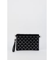 Kadın Sıralı V Gümüş Taşlı Süet Bilek Askılı Ve Zincir Askılı Portföy Ve Clutch Çanta