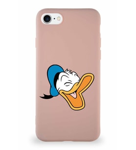 Apple iPhone SE 2022 Soft Premier Kapak Donald Duck-E Tasarımlı Silikon Kılıf - Pudra (Şeffaf)