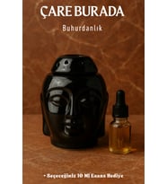 Siyah Parlak Buda Buhurdanlık (Seçeneğiniz 10 Ml Esans Hediye)