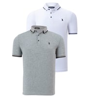 İKİLİ SET T8586 DEWBERRY ERKEK T-SHIRT-BEYAZ-GRİ