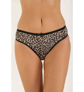 Leopar Desenli Likralı Yumuşak Dokulu Kadın Slip Külot