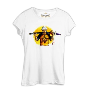 One Piece - Trafalgar Law Beyaz Kadın Tshirt