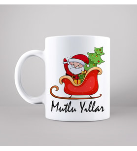 Mutlu Yıllar & Merry Christmas & Yılbaşı & Noel Baba Tasarımlı Kupa