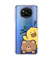 Poco X3 NFC Uyumlu Sevimli Ördek ve Ayıcık Desenli Şeffaf Telefon Kılıfı