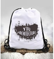 YTU Architecture 4 Büzgülü spor çanta (Beyaz)