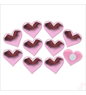 Yapışkanlı Kalp Sticker, 3,5 cm x 10 Adet - Pembe
