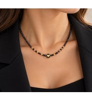 Spinel Taşlı Kalp Detaylı Gold Kolye