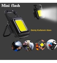 Mini 30 LED'li Çok Fonksiyonlu Şarjlı Kamp Lambası ve Anahtarlık Fener