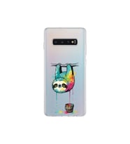 Samsung Galaxy S10 Plus ile Uyumlu Splash Tembel Hayvan Tasarımlı Şeffaf Silikon Kılıf