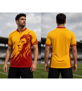 Galatasaray Yetişkin Arslan Temalı Sarı Kırmızı Futbol Forması Özel Tasarım