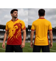 Galatasaray Yetişkin Arslan Temalı Sarı Kırmızı Futbol Forması Özel Tasarım
