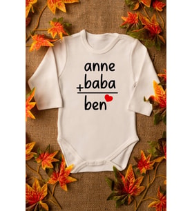 Unisex Bebek Anne Baba Yazılı Organik Baskılı