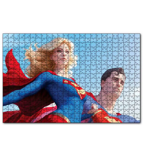 Cakapuzzle Süpermen ve Süper Kız 120 Parça Puzzle Yapboz MDF (Ahşap)