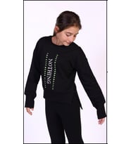 Toontoy Kız Çocuk Nakış Detaylı Sweatshirt (Siyah)
