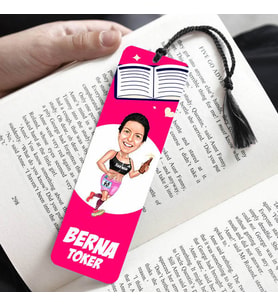 Koşan Kadın Karikatürlü Püsküllü Kitap Ayracı