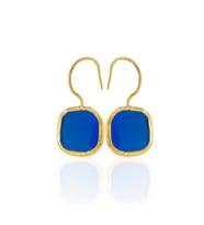 Kadir Jewellery 22 Ayar Altın Kaplama Kare Taşlı Küpe -El İşçiliği Ve Hipoalerjenik Küpe