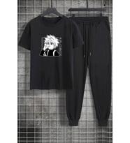 Unisex Killua Zoldyck Baskılı 2'li Eşofman Takımı (Siyah)