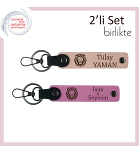 Aslan Motifli Doğum Günü Hediyesi, Erkek Kardeşe Kalıcı Yazılabilir Anahtarlık, Yavru Ağzı-Pembe