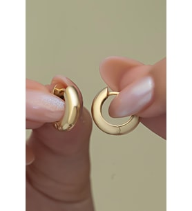 925 Ayar Gümüş Gold Kaplama Taşsız 15 mm Halka Küpe