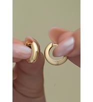 925 Ayar Gümüş Gold Kaplama Taşsız 15 mm Halka Küpe