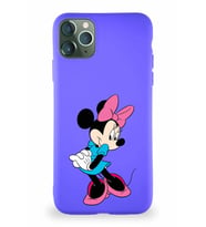 Apple iPhone 11 Pro Max Soft Premier Kapak Minnie Mouse-F Tasarımlı Silikon Kılıf - Mor (Şeffaf)