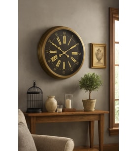 60 Cm Eskitme Metal Roma Rakamlı Duvar Saati