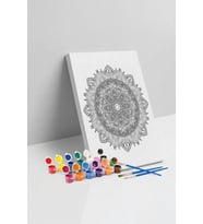 Detaylı Yuvarlak Mandala Tuval Boyama Seti 40x50 cm