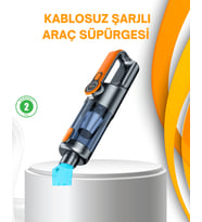 Kompakt Şarjlı El Süpürgesi Kuru ve Sıvı Temizlik 5 Aparatlı
