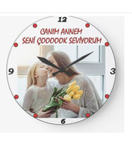 Anneler Günü Canım Annem Duvar Temalı Duvar Saati Mdf Ahşap Saat 28cm Ev Duvar Dekorasyonu Hediye Kutusunda
