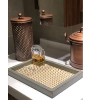 Maison Avf Rattan Hazeran Ihlamur Yeşili Eskitme Dikdörtgen Tepsi M005