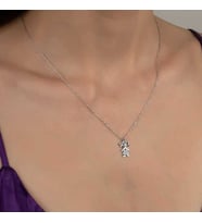 Ucarticaret S-warovski Taşlı Gümüş Kız Çocuk Bayan Kolye