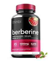 THİNBİ Berberine 1000mg 60 Capsul Potent Botanical for Weight Management with Bitter Melon and Banaba Leaf - HCl from Barberry Extract (Renksiz)