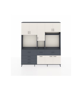 Arges Dolap 10 Raflı 6 Çekmeceli 8 Kapaklı 220x30x243 Antrasit-Aytaşı/Antrasit