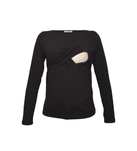 LuvmaBelly 2701-2708 Pamuklu Uzun Kollu Lohusa Emzirme T-Shirt (Siyah)