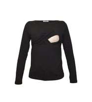 LuvmaBelly 2701-2708 Pamuklu Uzun Kollu Lohusa Emzirme T-Shirt (Siyah)