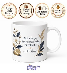 Earl Grey Temalı Baskılı Kupa Bardak Hediye Çay Severler İçin Özel Tasarım